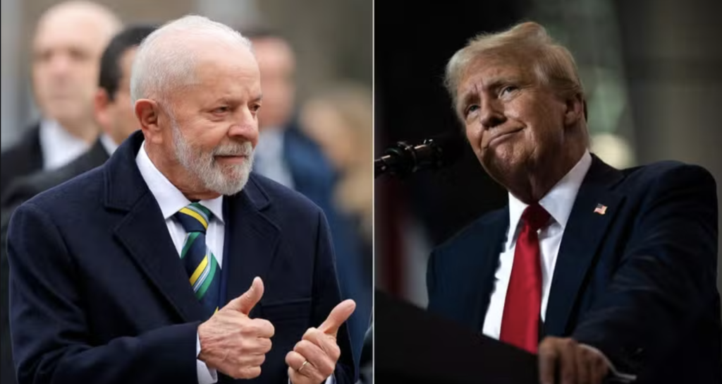 Lula e Trump discutem tarifas impostas pelos EUA a produtos brasileiros em meio à tensão comercial entre os dois países