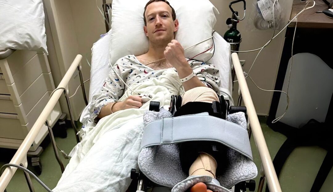 Zuckerberg quando teve o ligamento do joelho rompido lutando MMA