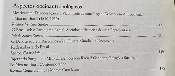 Parte final do livro "Homo brasilis", organizado por Sérgio Pena (2002).