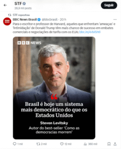 STF-compartilha-entrevista-que-autor-diz-que-Brasil-e-mais-democratico-que-EUA