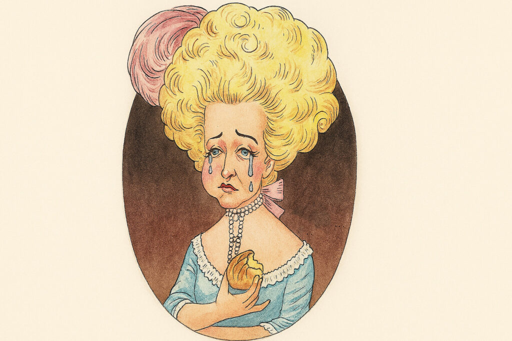 Maria Antonieta comendo um brioche.