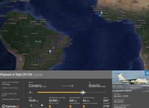 Avião sancionado pelos EUA pousa em Brasília (FlightRadar)