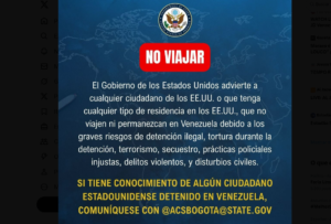 Embaixada dos EUA emite alerta para "sérios riscos" na Venezuela
