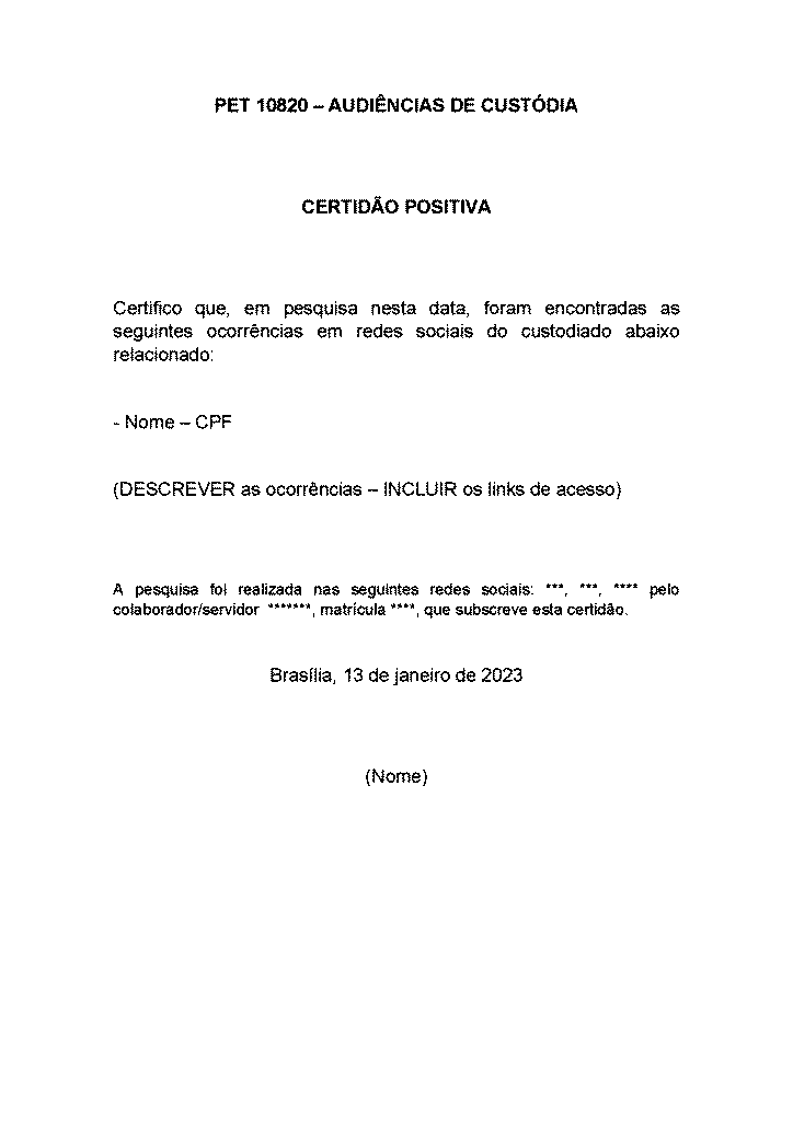 Modelo de "certidão positiva" enviado por Cristina Kusahara ao grupo investigativo do TSE em janeiro de 2023.