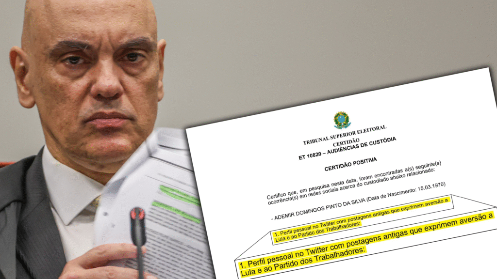 Moraes e o fichamento contra Ademir Domingos. Foto: modificada de Valter Campanato/Agência Brasil