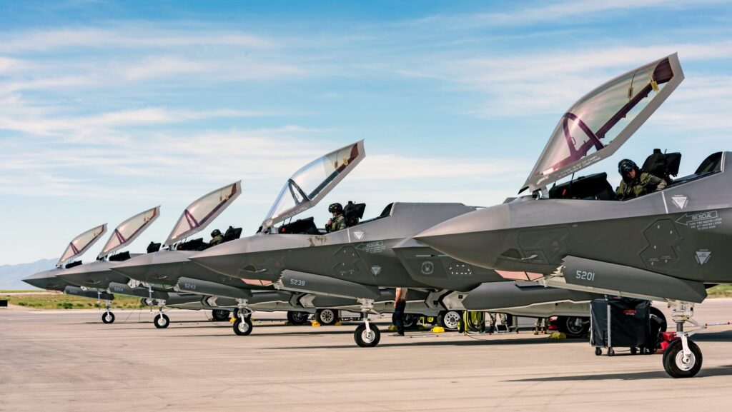 Caças de Guerra F-35 da Força Aérea dos EUA