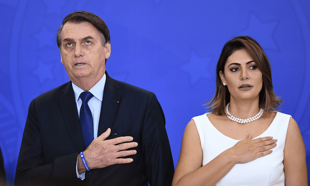 Michelle Bolsonaro e Jair Bolsonaro enquanto primeira-dama do Brasil. (Foto: Evaristo SA/AFP) (Foto: Evaristo SA/AFP)