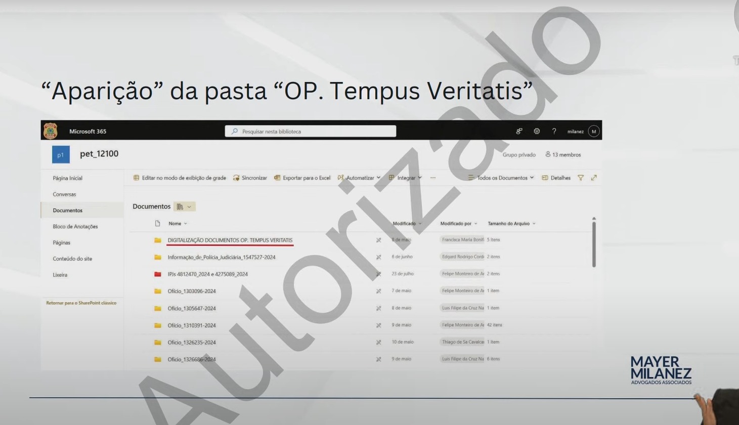 Pasta que apareceu dois dias antes do interrogatório