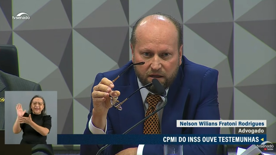 Nelson Willians em depoimento na CPMI do INSS