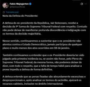 Nota da Defesa