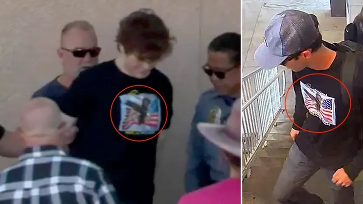 Rapaz que vandalizou memorial de Kirk em Phoenix usava camiseta igual do atirador, preso na sexta (12). Foto: Reprodução/ Fox News.