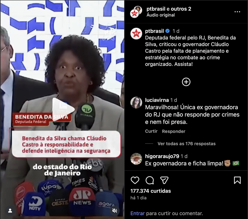 Ex-governadora e deputada pelo PT mente sobre atuação de suas polícias