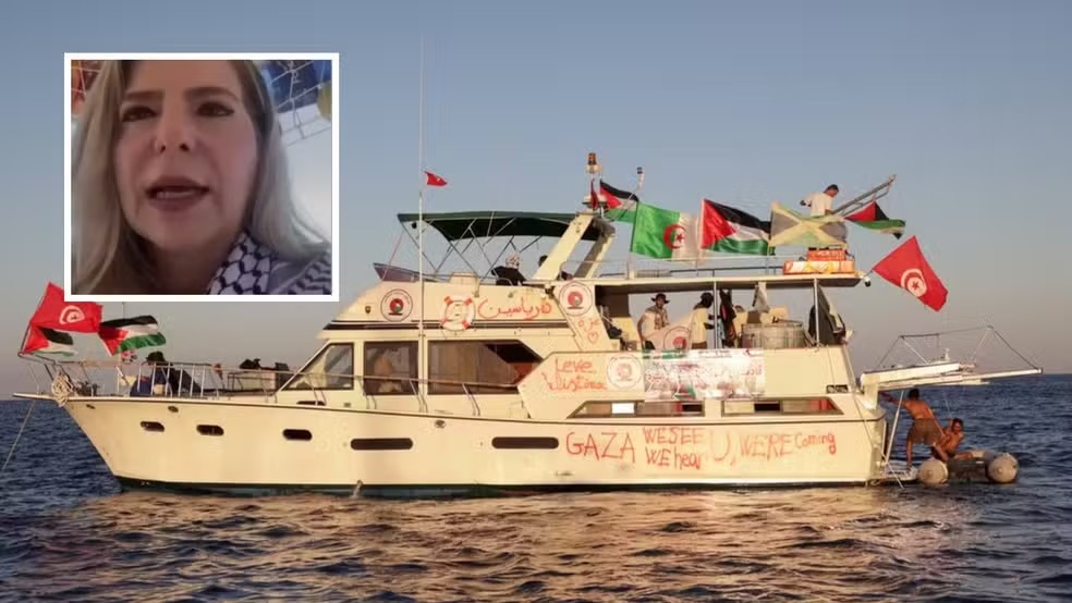 Deputada federal Luizianne Lins está entre os brasileiros em flotilha interceptada por Israel — Foto: Divulgação/REUTERS/Stefanos Rapanis