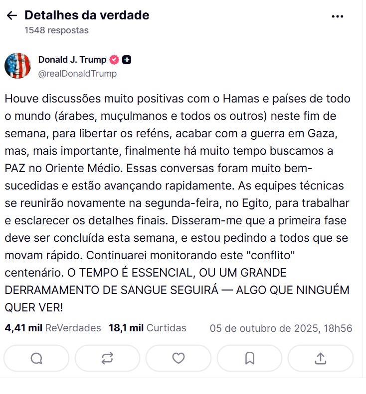 Israel e Hamas retomam negociações de paz no Egito sob mediação de Trump