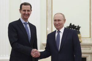 O ditados e ex-presidente Sírio, Bashar al-Assad com Vladmir Putin.