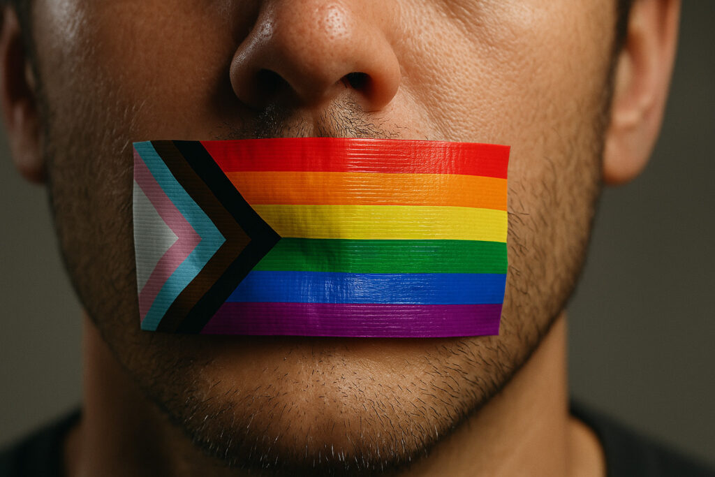 Censura em nome dos LGBT. Imagem produzida por IA.