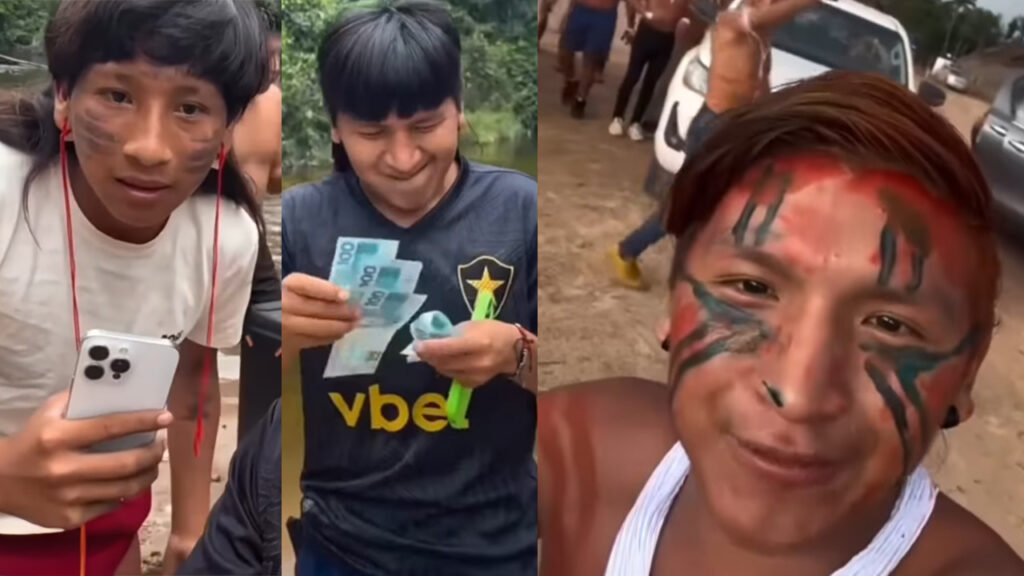 Jovens enauenês-nauês gravam vídeos mostrando dinheiro, iPhones e carros. Reprodução/Instagram