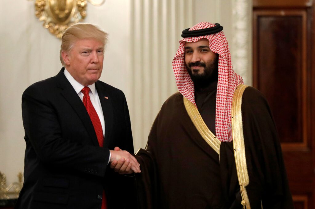 Presidente Donald Trump e Mohammed Bin Salman, príncipe da Arábia Saudita Foto: Kevin Lamarque/Reuters)