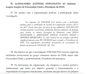 Trecho da decisão de André Mendonça, que prendeu o ex-presidente do INSS