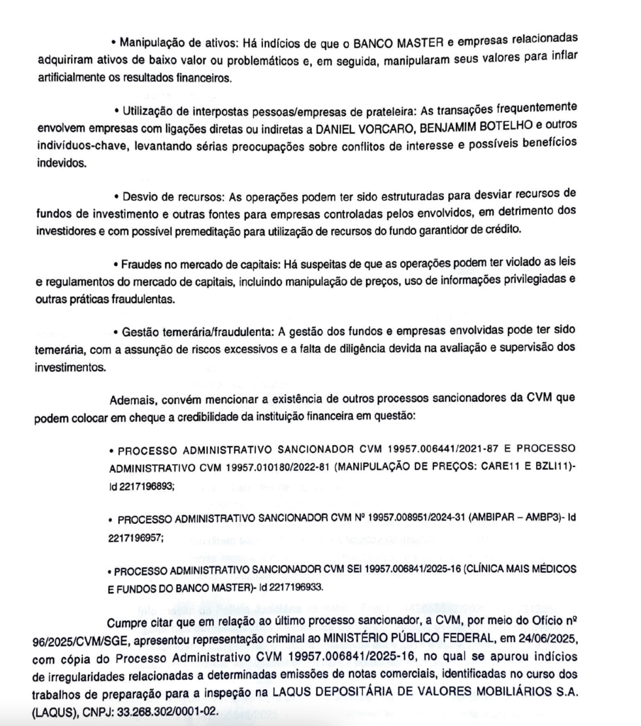 Decisão do juiz Ricardo Leite contra o Banco Master