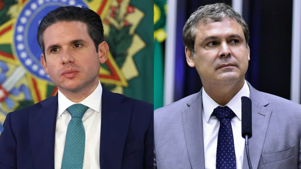 líder do PT na Câmara, Lindbergh Farias (RJ), e o presidente da Casa, Hugo Motta (Republicanos-PB) Foto: Reprodução