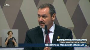 diretor da PF na CPI do Crime Organizado. Foto: TV Senado
