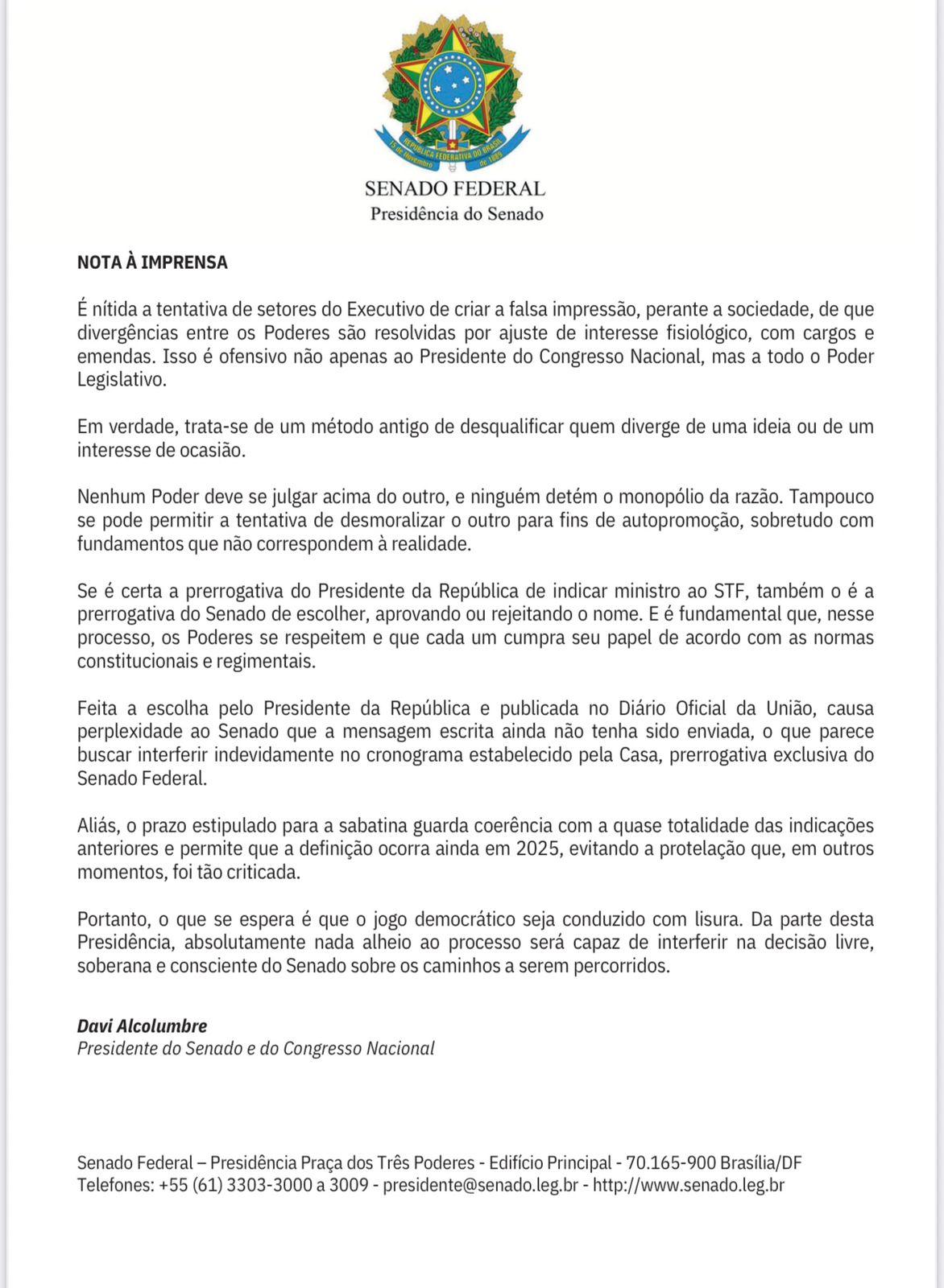 Davi Alcolumbre reage a Lula sobre indicação de Jorge Messias ao STF
