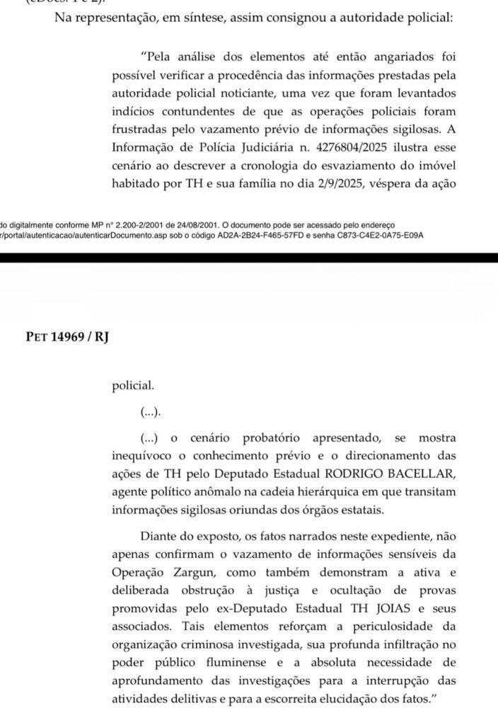 Trecho da investigação da PF na decisão de Moraes