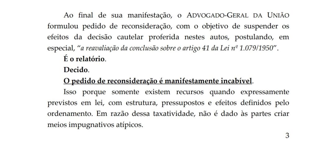 Trecho do relatório de Gilmar Mendes