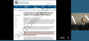 documento oficial dos EUA negando viagem de Filipe Martins