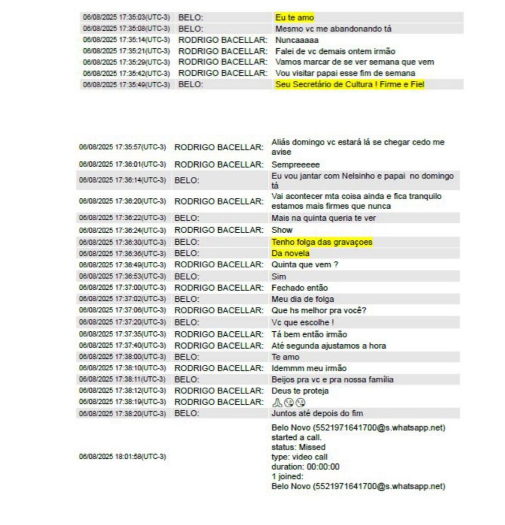 mensagens de Belo para Rodrigo Bacellar