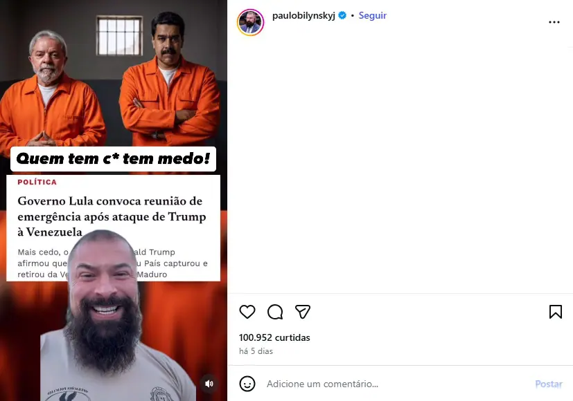Justiça derruba vídeo de Bilynskyj que associa Lula e PT ao narcotráfico