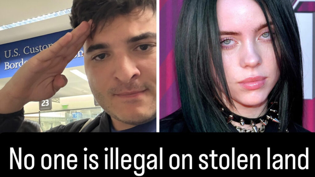 Drew Pavlou e Billie Eilish. Foto: Reprodução/GiveSendGo
