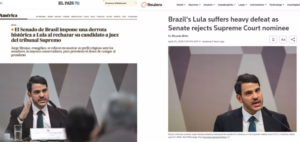 Imprensa internacional repercute rejeição de Messias