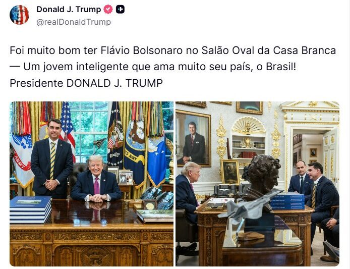 Urgente: “Foi muito bom tê-lo na Casa Branca”, diz Trump sobre Flávio Bolsonaro