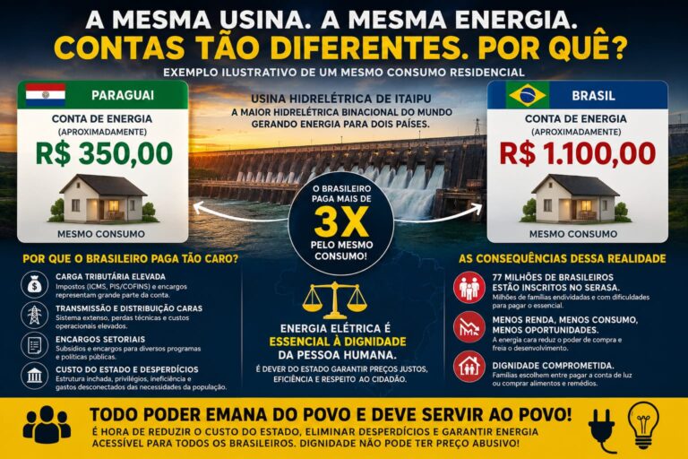 Energia elétrica, dignidade humana e o custo do Estado brasileiro