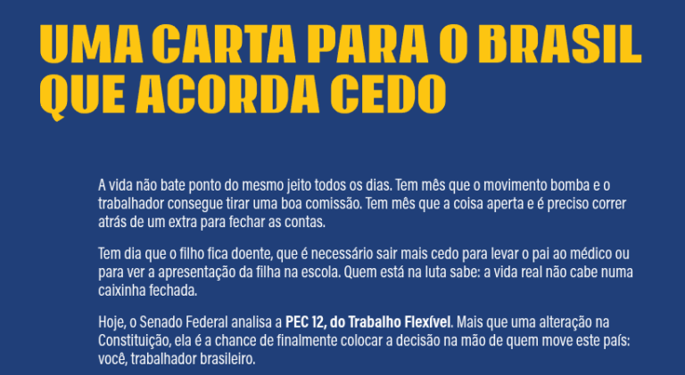 Cerca de 3 mil entidades empresariais defendem PEC da ‘jornada flexível’