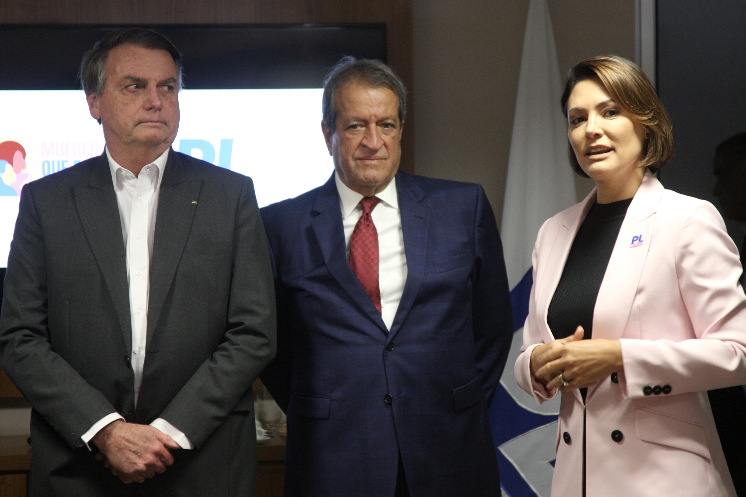 Jair Bolsonaro, Valdemar Costa Neto e Michelle Bolsonaro