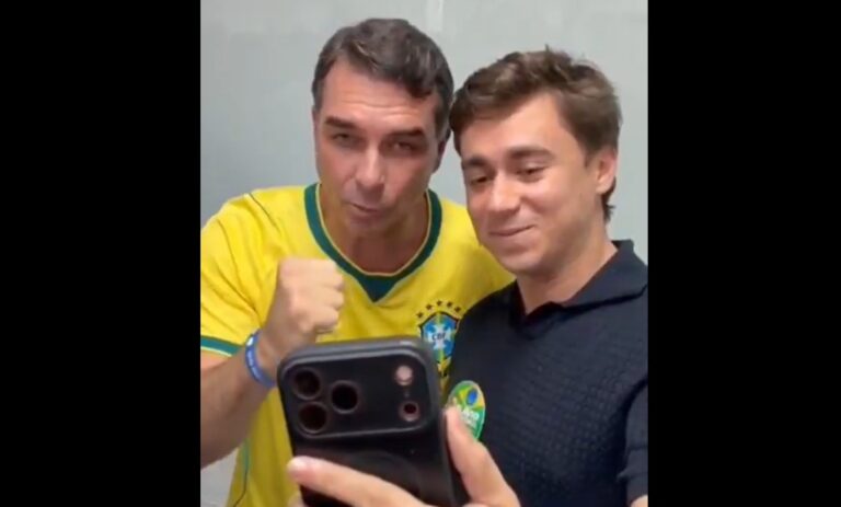Nikolas encerra evento do PL ao lado de Flávio Bolsonaro no Rio