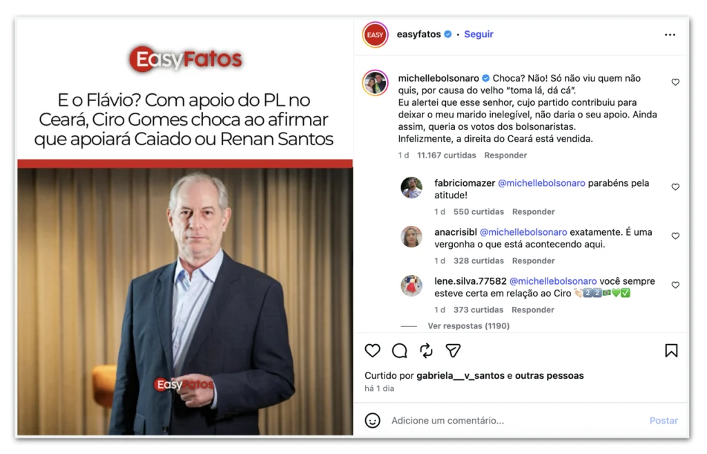 Michelle critica Ciro Gomes